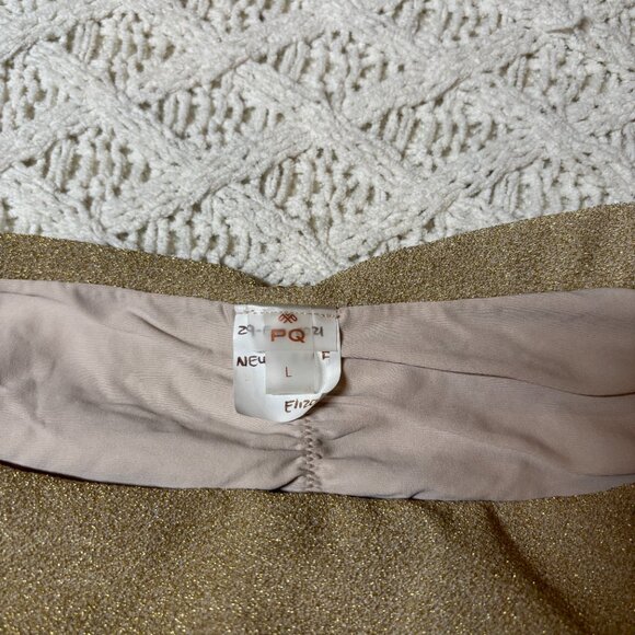PQ Swim Metallic Gold Ruched Bikini Bottoms – Women’s L NWOT w/hygiene sticker‎ - Picture 6 of 6
